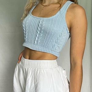 Baby Blue knit cropped top